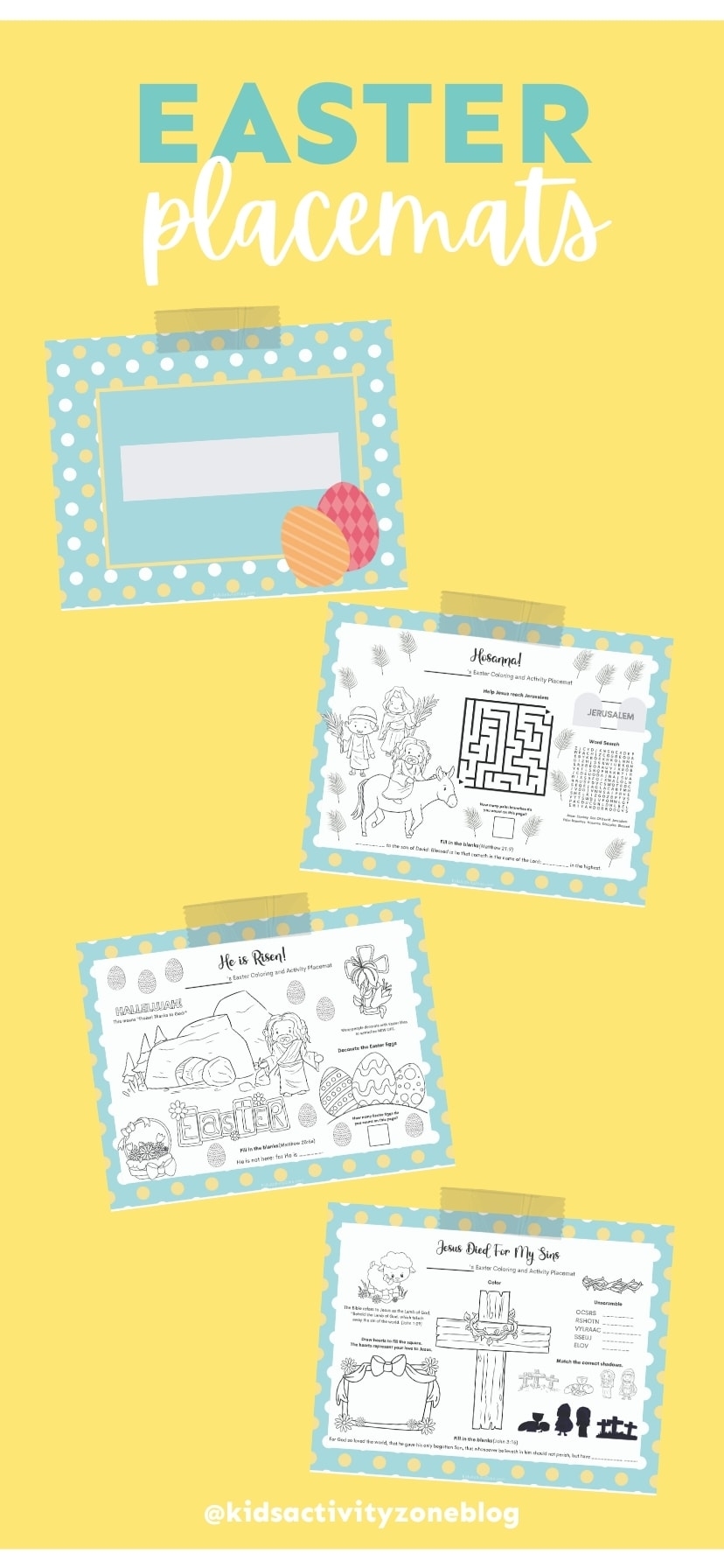 Easter Placemats With Coloring And Activities Kids Activity Zone