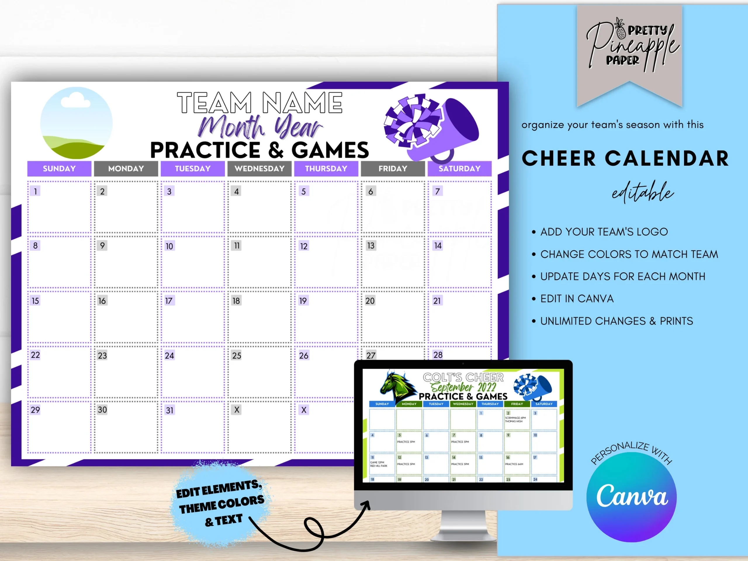 Printable Blank Cheer Practice Calendar