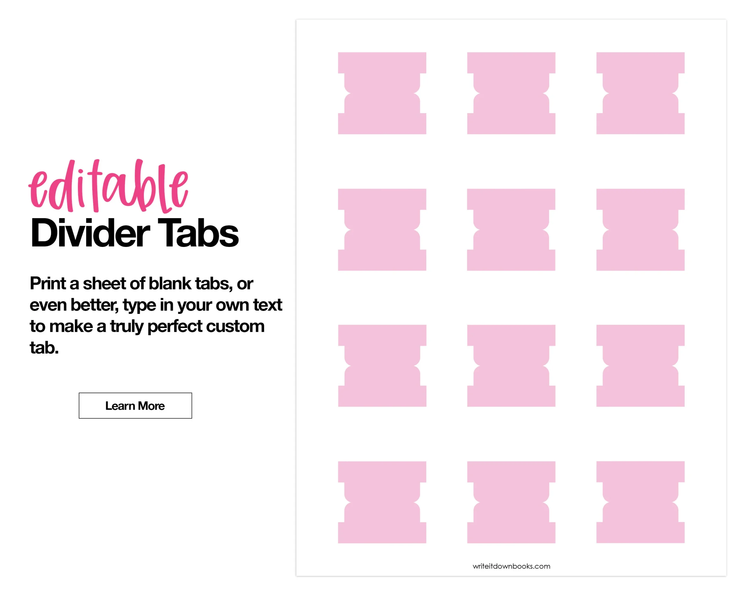 Editable Divider Tabs Blank Printable DIY Pink Etsy UK
