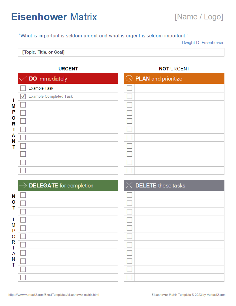 Printable Time Management Grid Blank