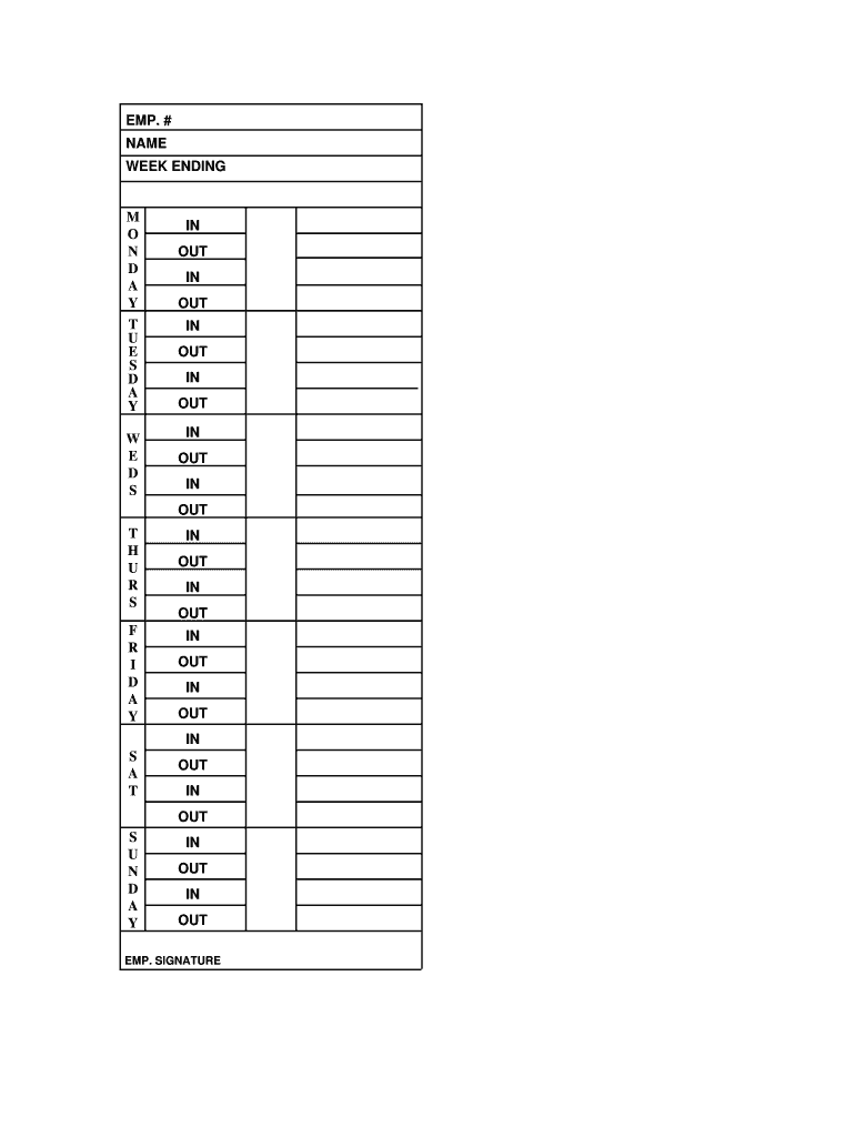 Blank Time Card Printable
