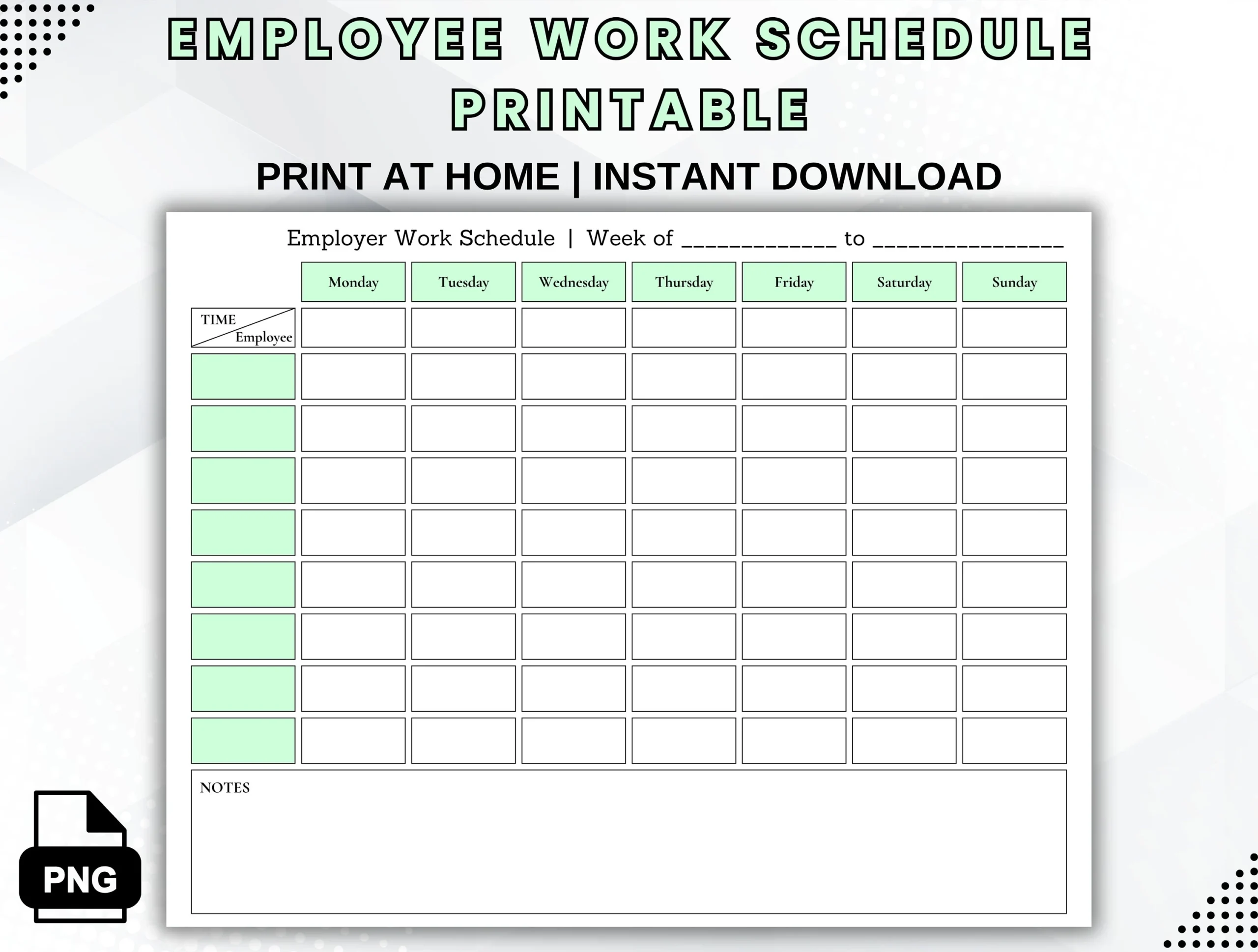 Printable Blank Monthly Work Schedule