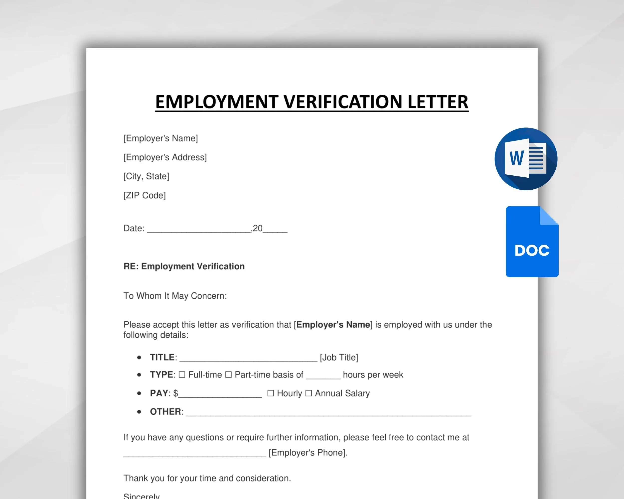 Employment Verification Letter Template Employment Verification 