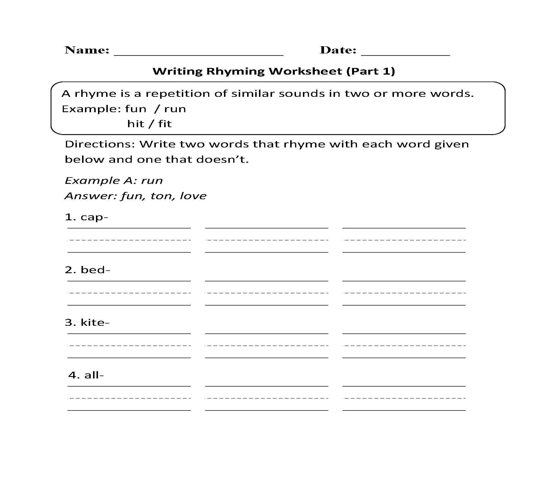Englishlinx Rhyming Worksheets