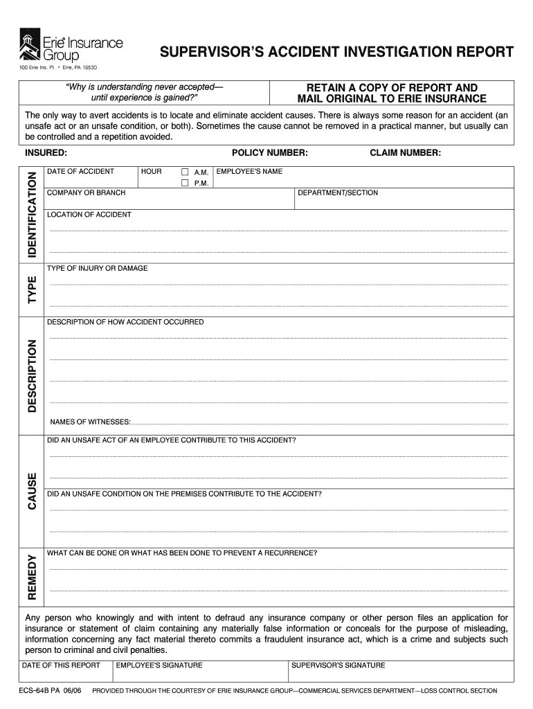 Erie Insurance ECS 64B PA Form Fill Online Printable Fillable 