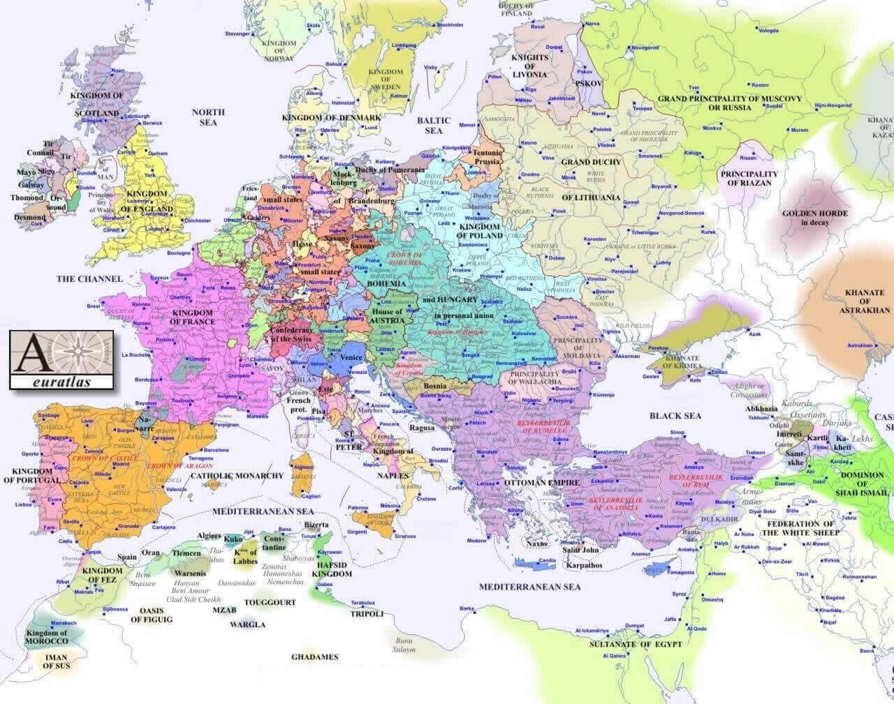 Europe Historical Map Guide Of The World