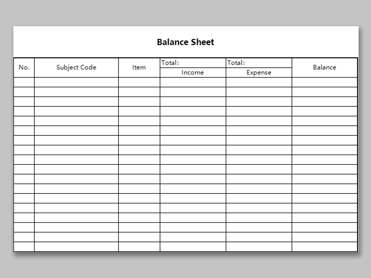 EXCEL Of Balance Sheet xlsx WPS Free Templates