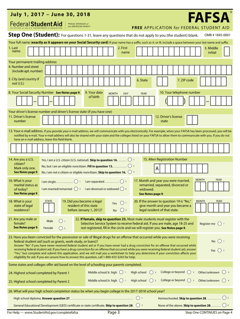 Blank Printable Fafsa Form
