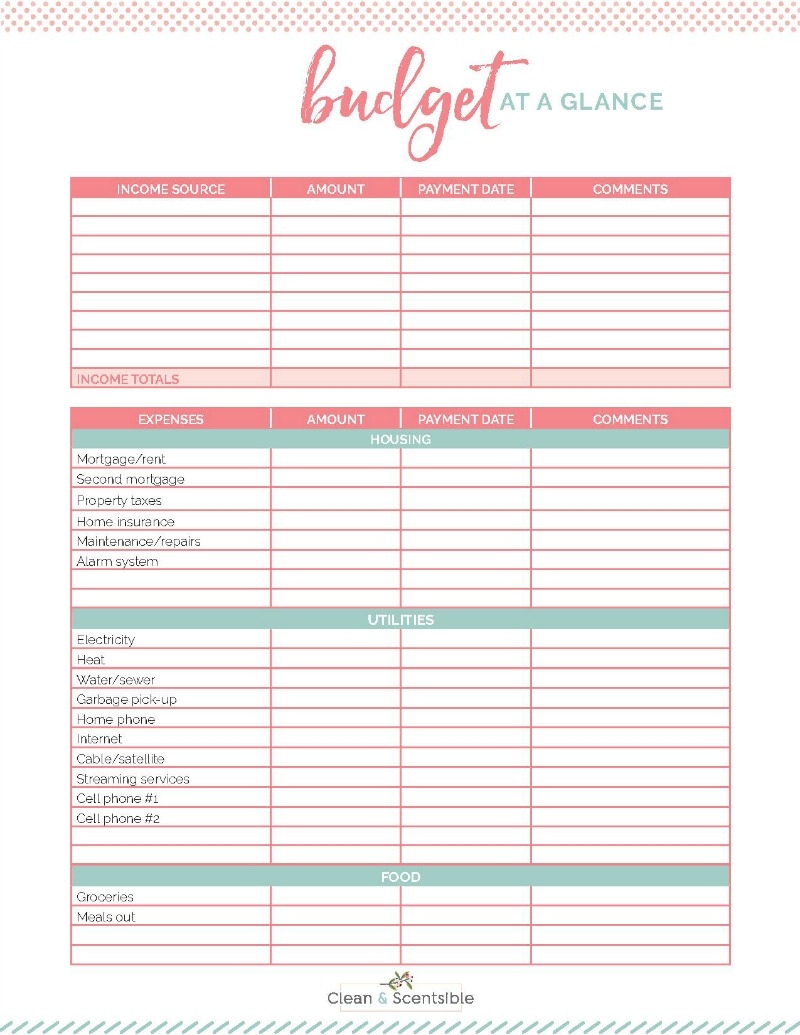 Blank Budget Free Printable