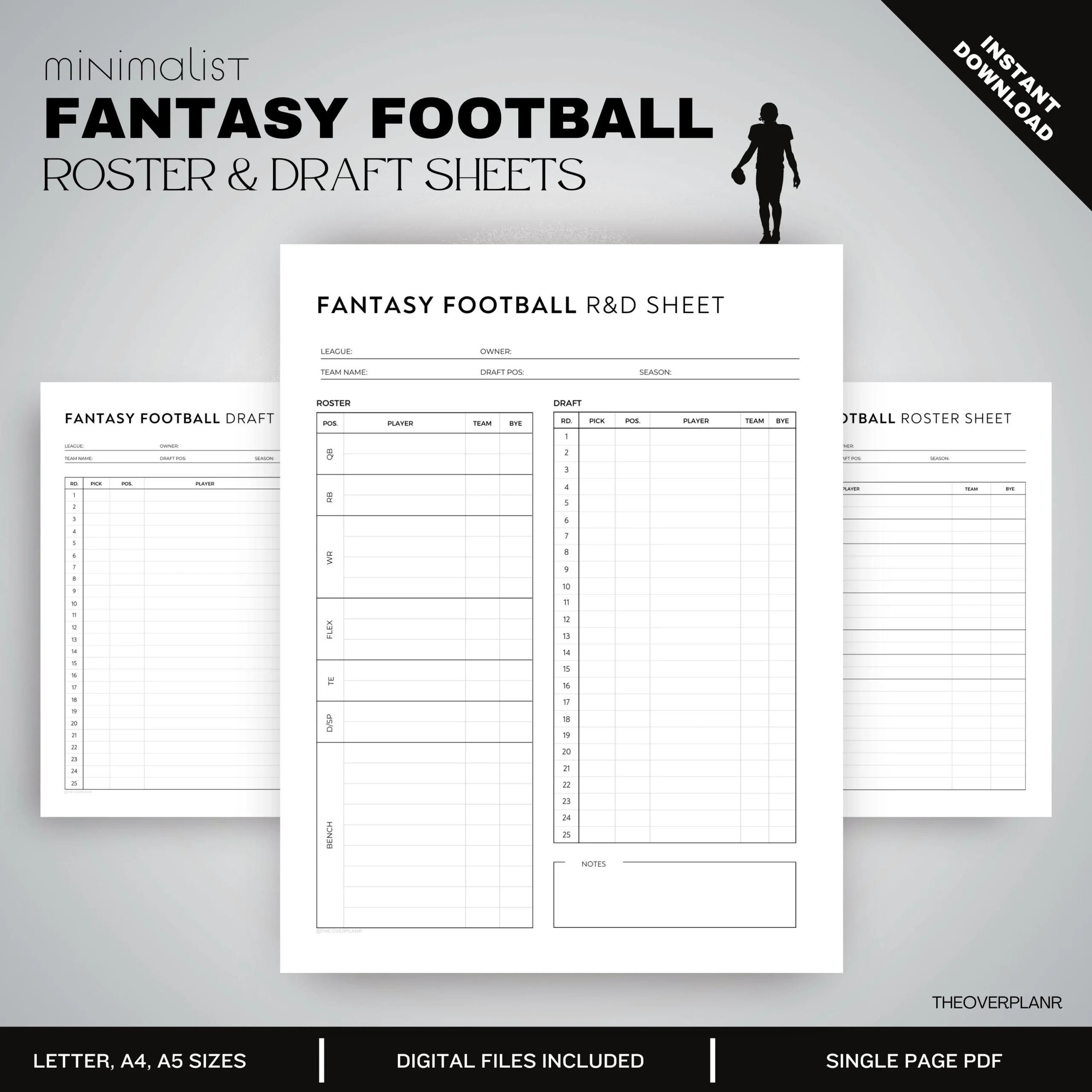 Blank Fantasy Football Roster Printable