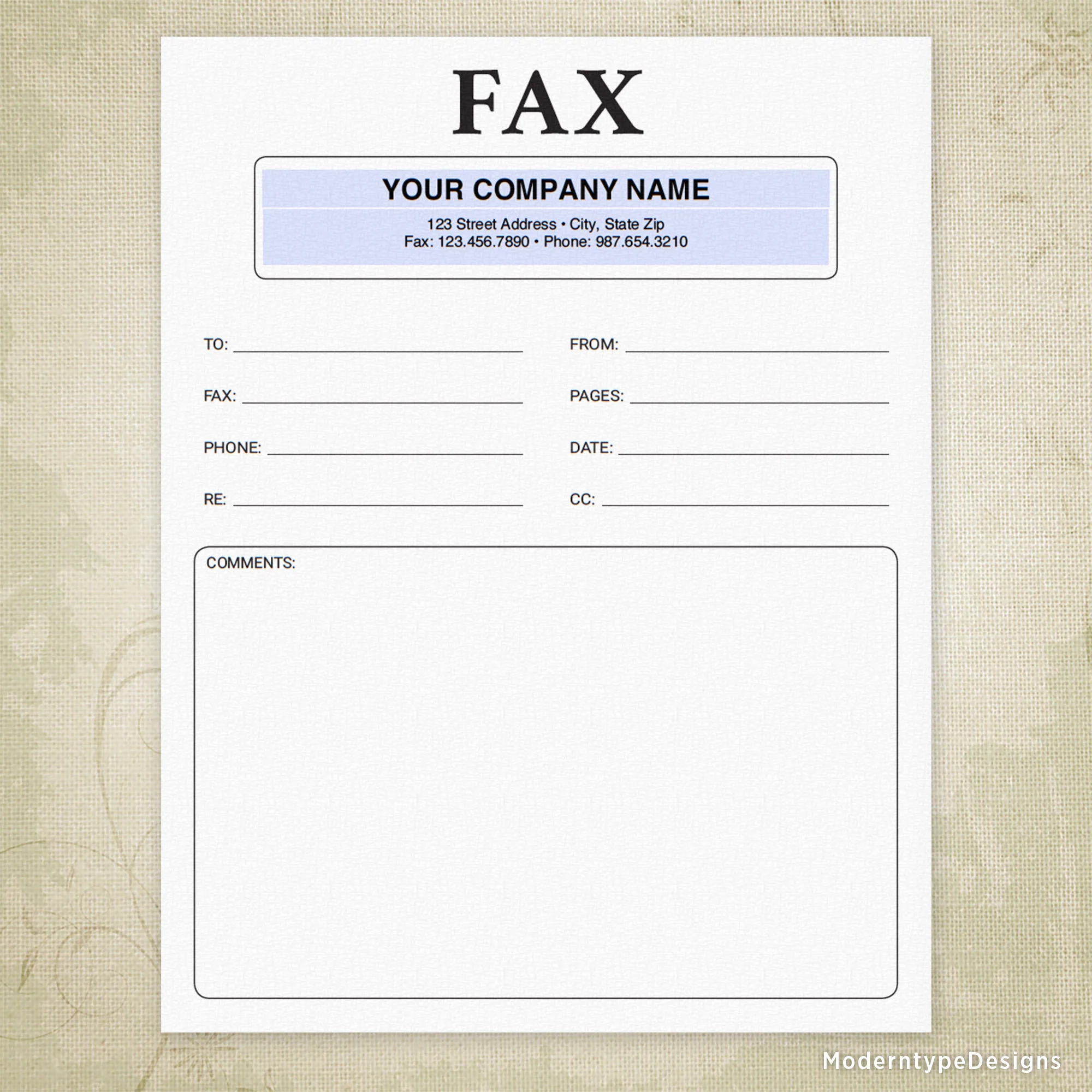 Printable Blank Fax Form