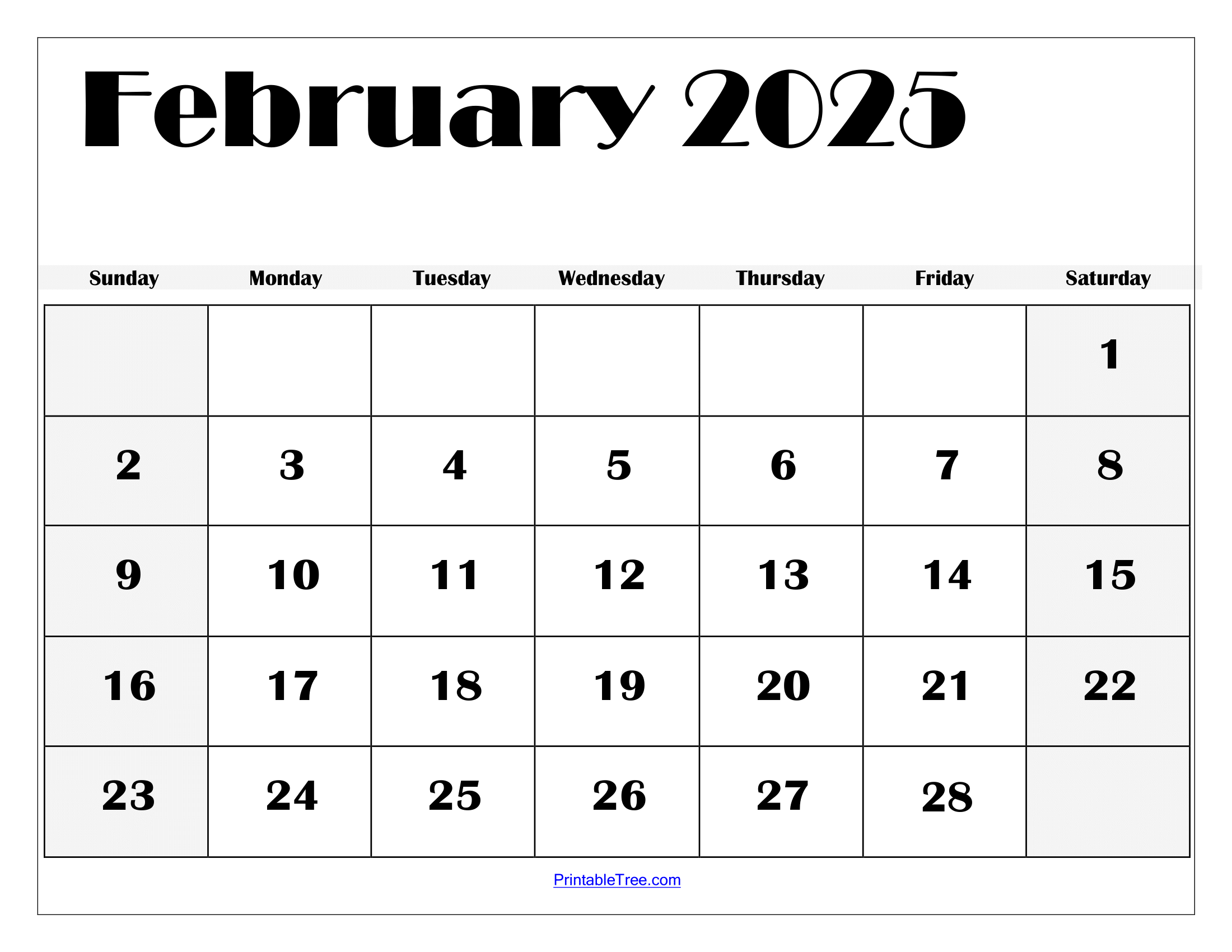 Printable Blank February Calendar