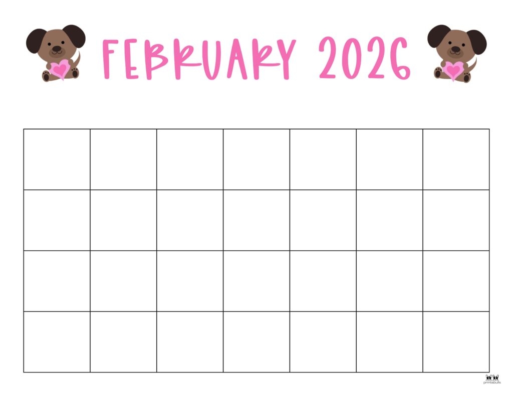 February Printable Calendar 2026 Blank