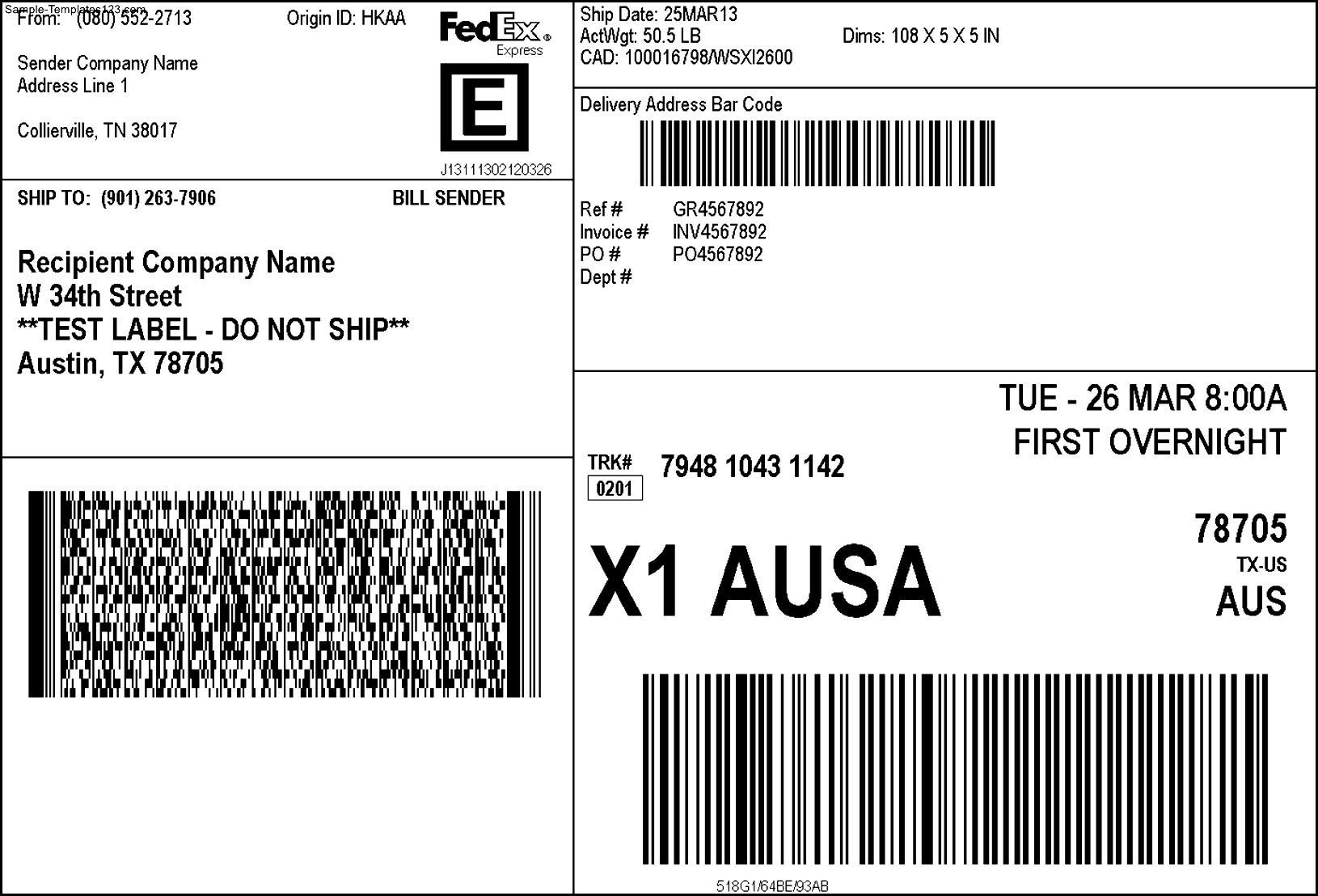 Printable Blank Fedex Label