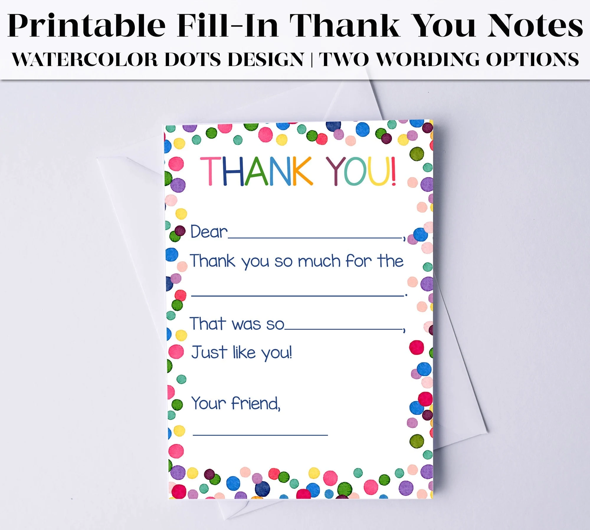 Printable Fill-In-The-Blank Thank You Cards