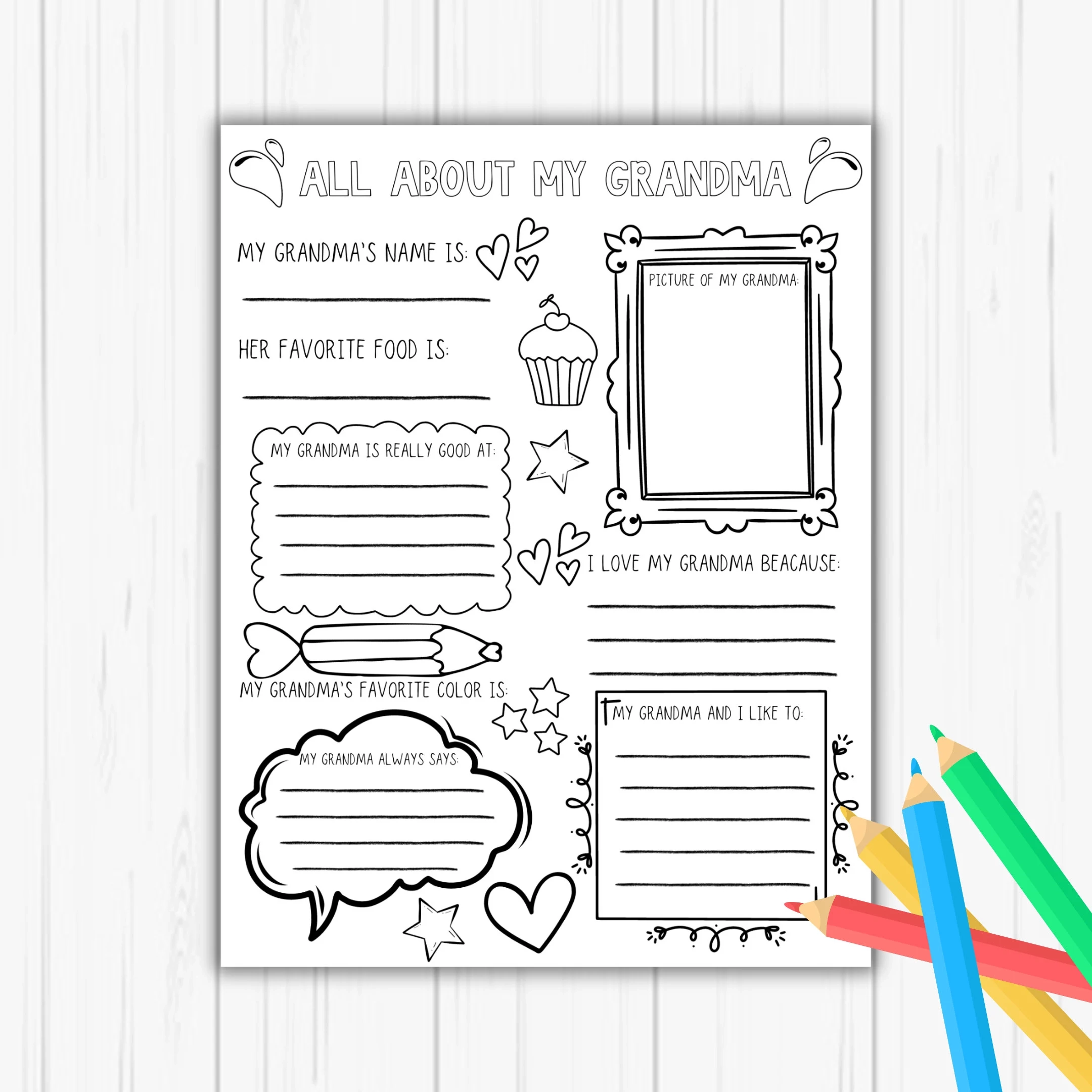 Fill In The Blanks All About Grandma Mothers Day Printable 