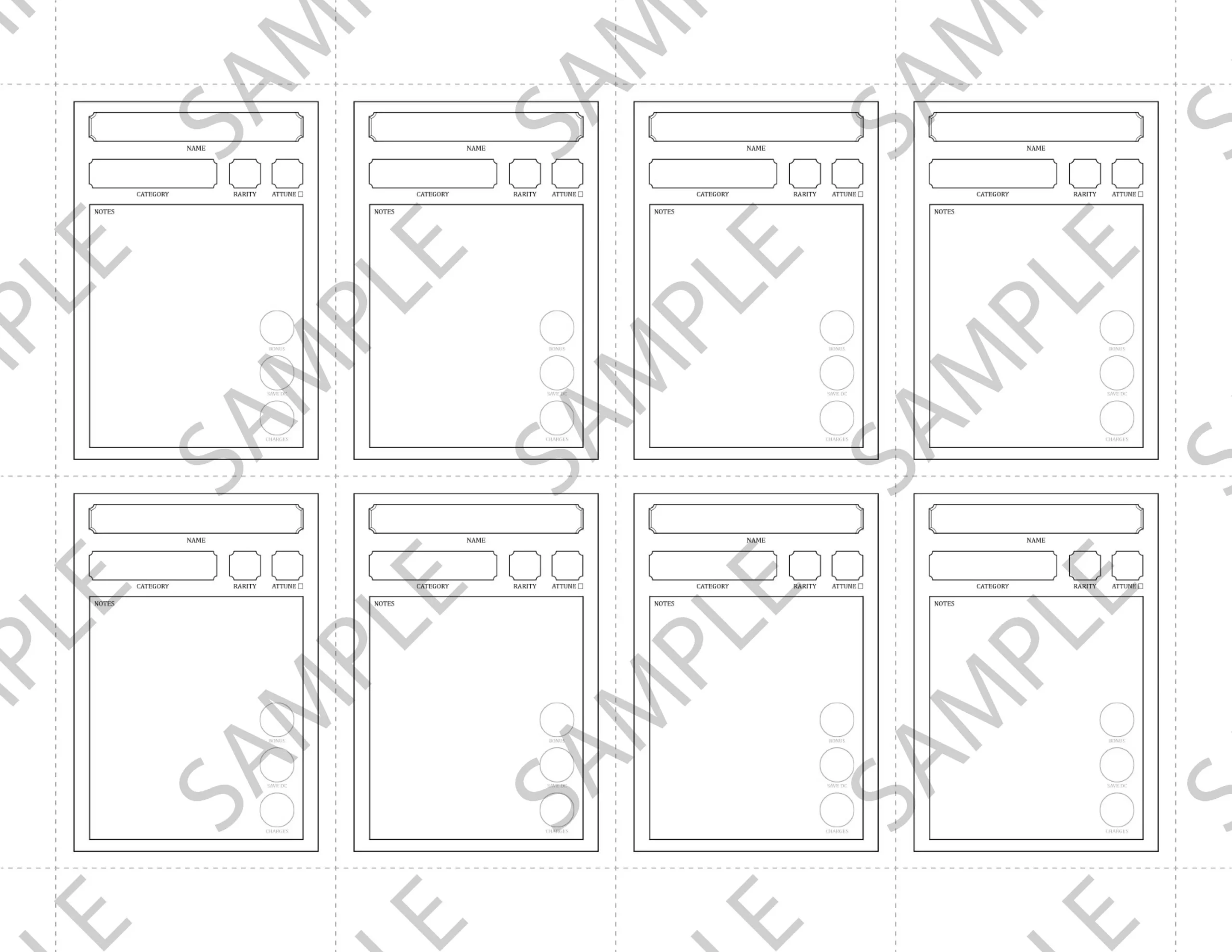 Fillable Item Cards 5E PDF The Arcane Library