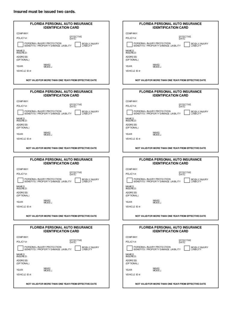 Fillable Online Insurance Card Template Fax Email Print PdfFiller