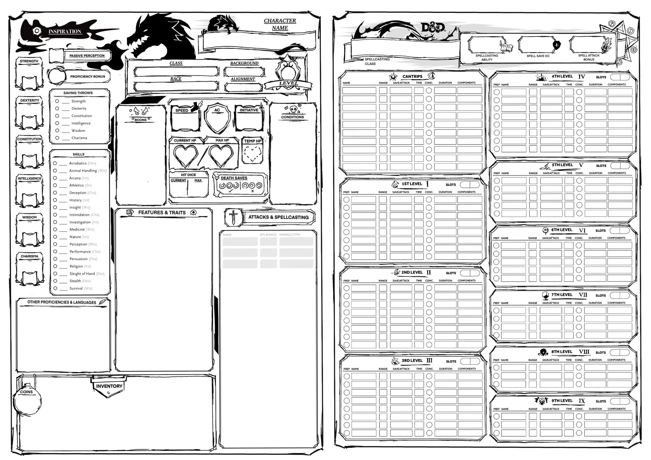 Blank Printable Dnd Character Sheet