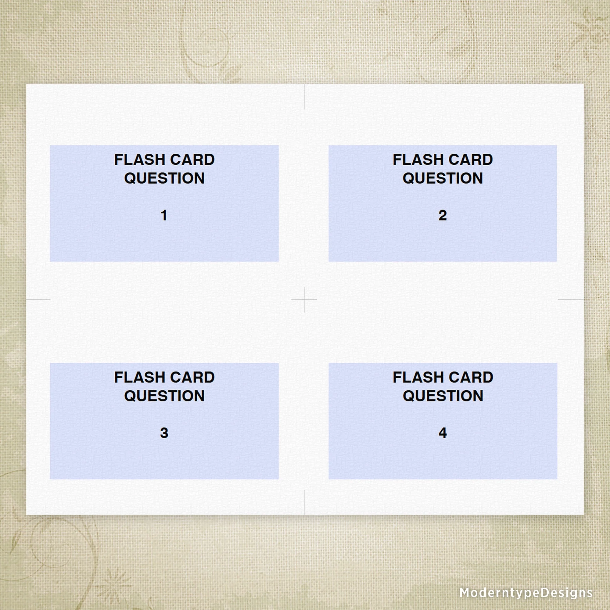 Flash Cards Printable Large 5 5 X 4 25 Editable