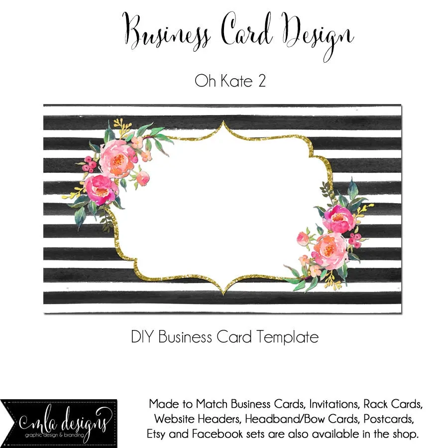 Floral Watercolor Business Card DYI Blank Business Card Template 