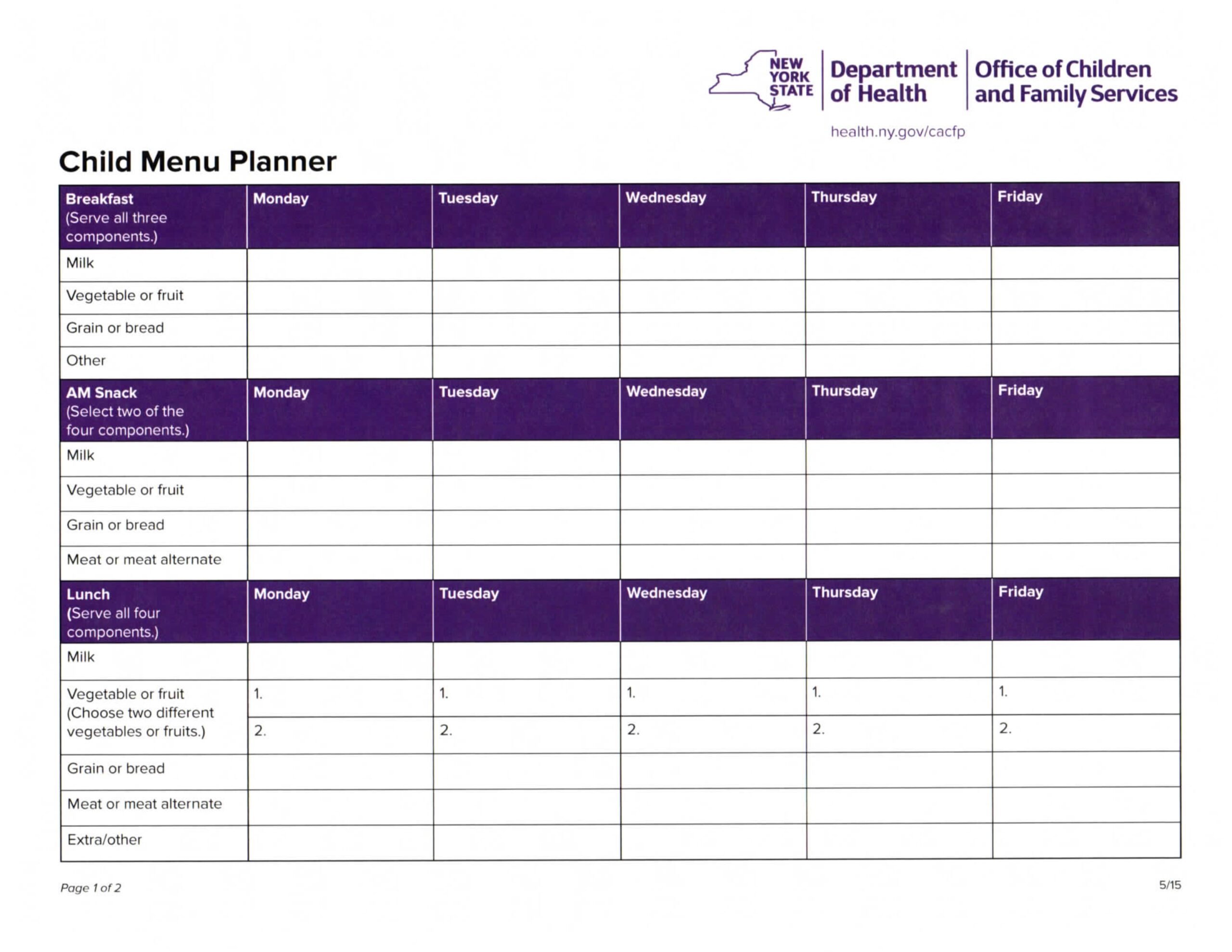 Food amp Nutrition Information Forms