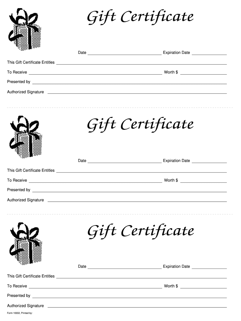 Blank Gift Certificates Printable Free