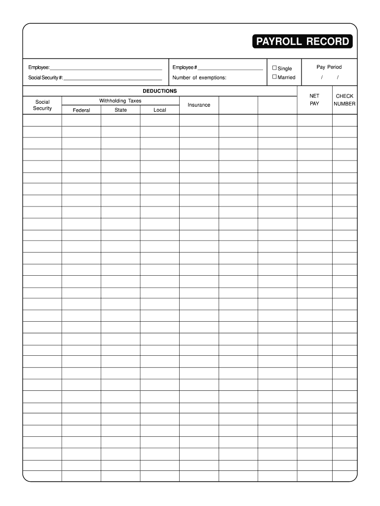 Forms Payroll Record Fill Online Printable Fillable Blank 