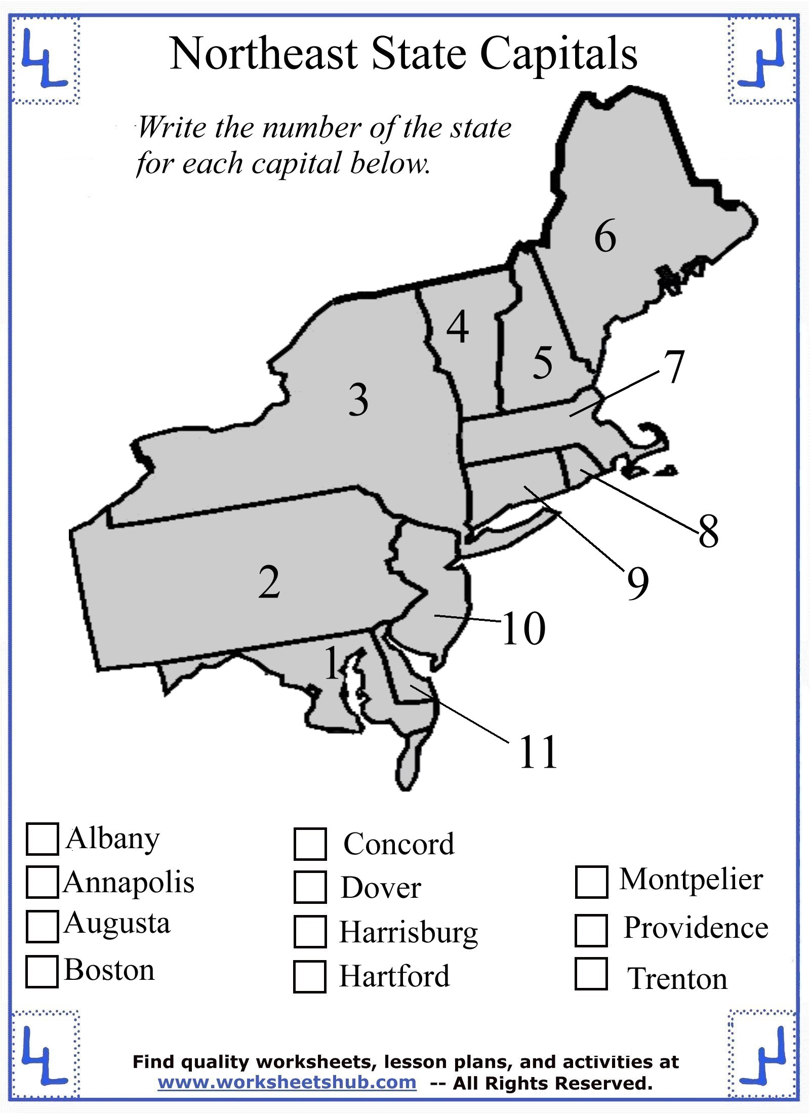 Printable Northeastern Map Blank