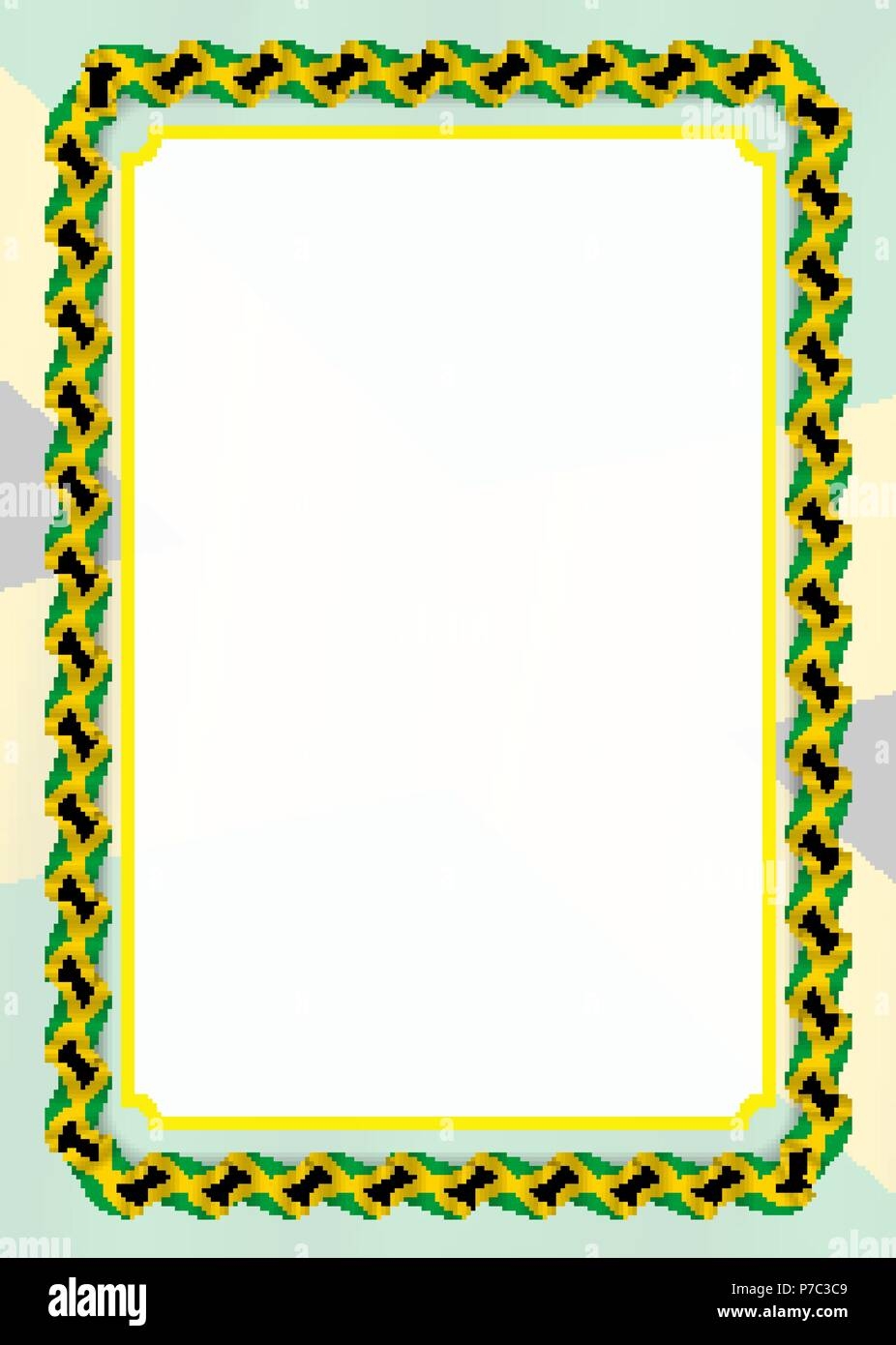 Frame And Border Of Ribbon With Jamaica Flag Template Elements 