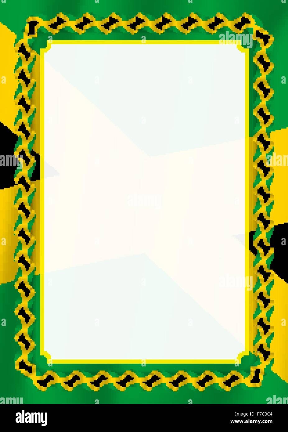 Frame And Border Of Ribbon With Jamaica Flag Template Elements 
