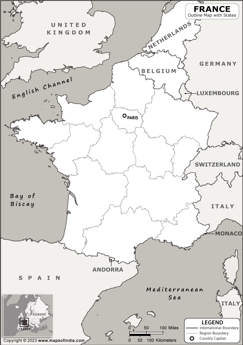 France Political Map Blank Printable
