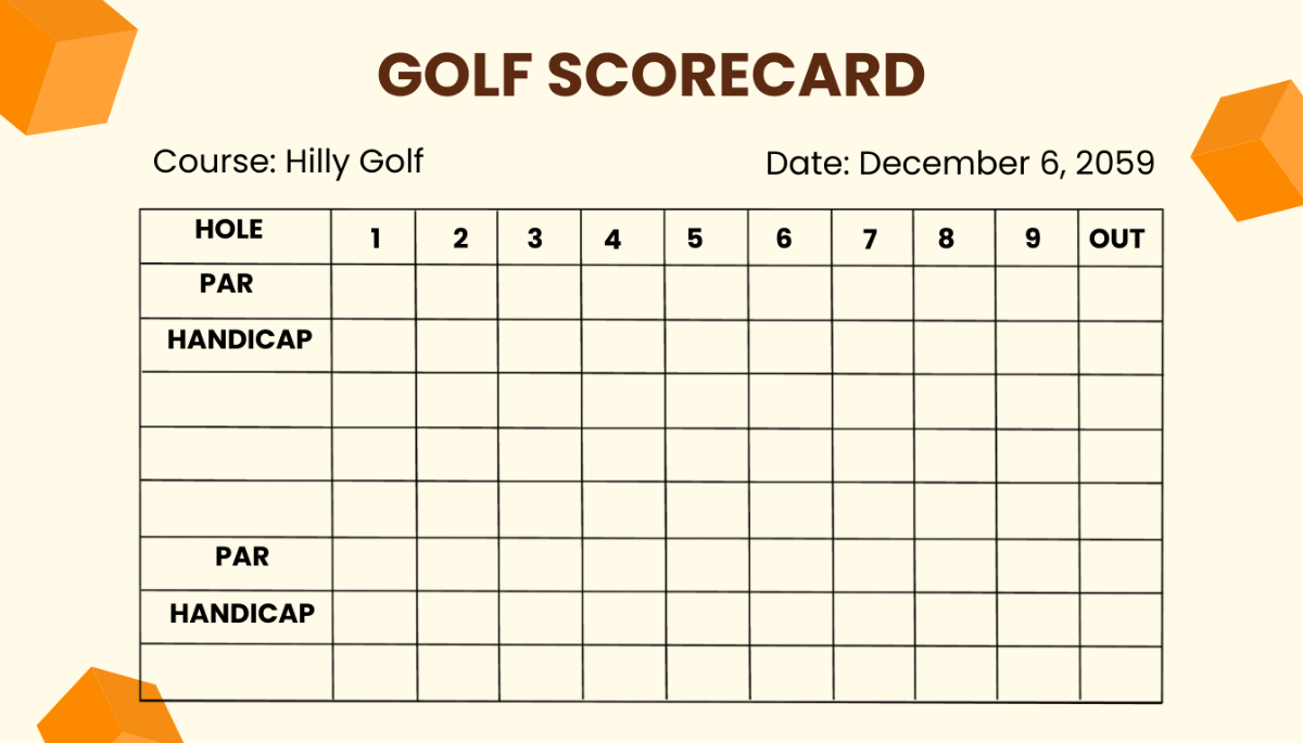Blank Golf Scorecard Printable