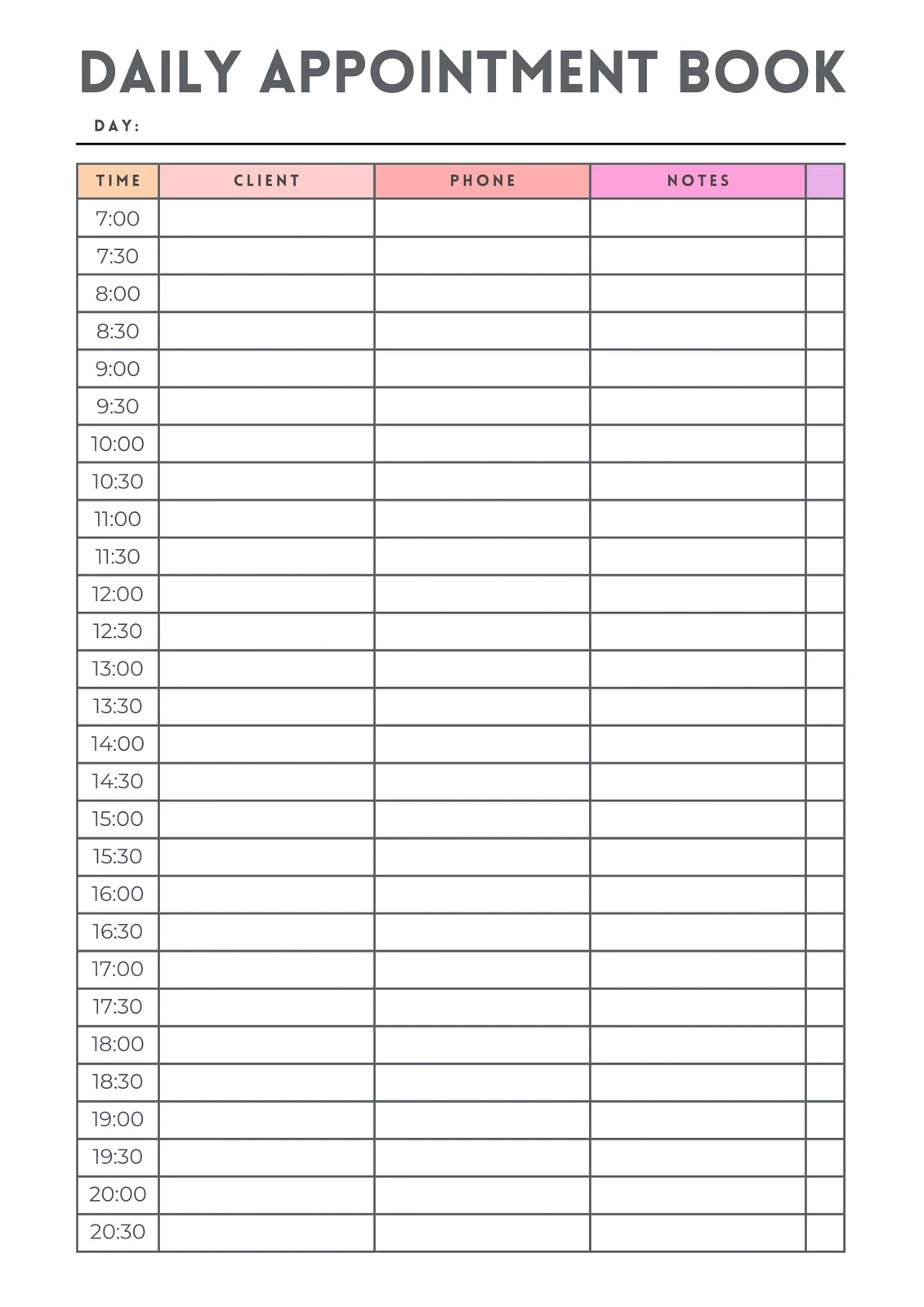 Printable Blank Appointment Cards
