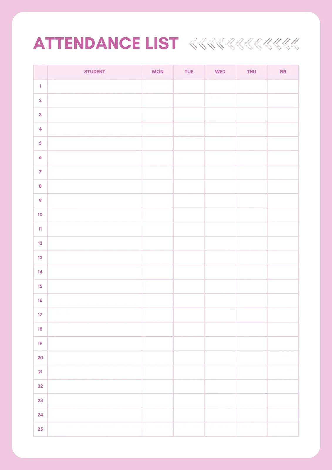 Blank Attendance Sheet Printables