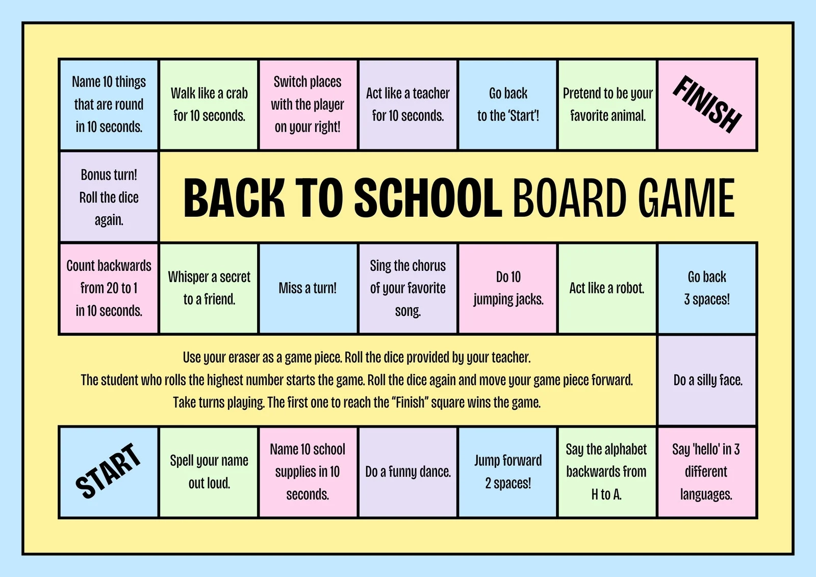 Blank Board Game Printable Docx