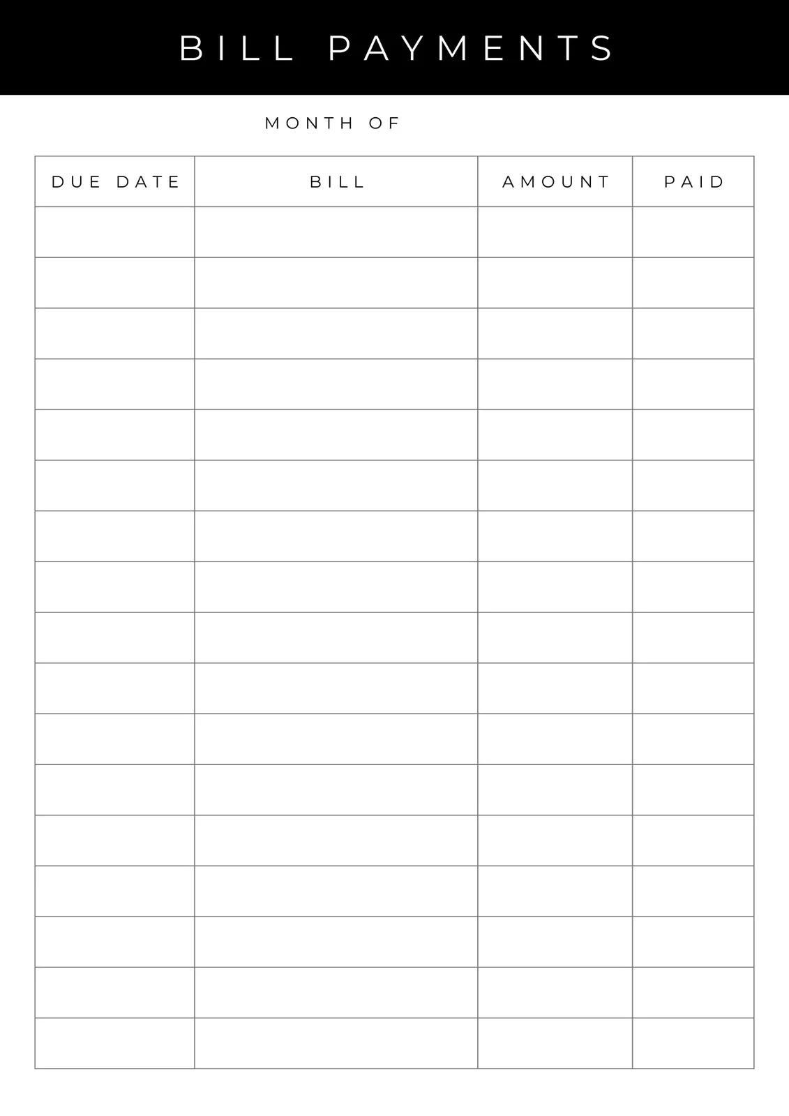 Free Printable Blank Budget Planner