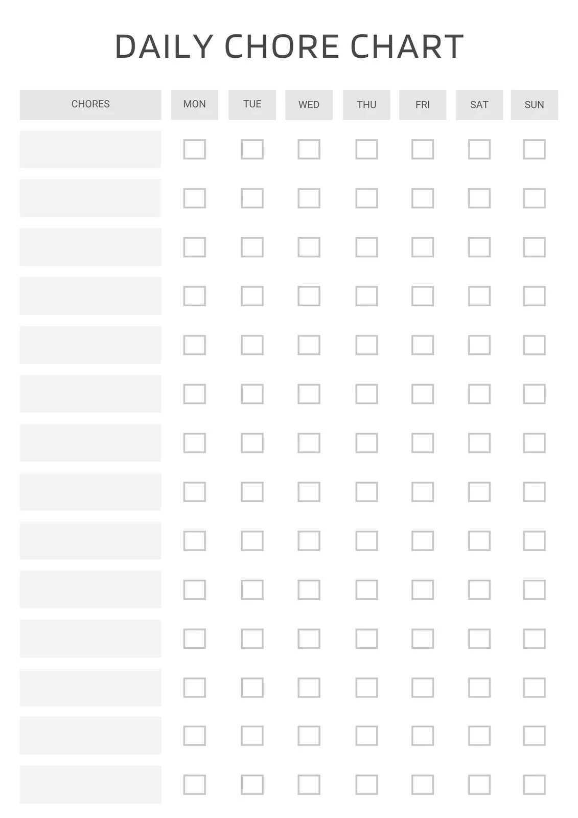 Blank Chores List Template Printable