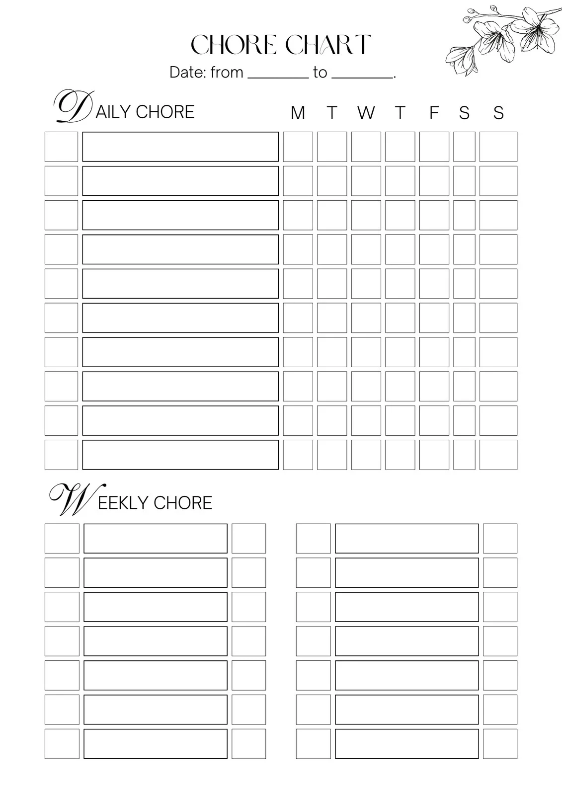 Printable Blank Routine Chart