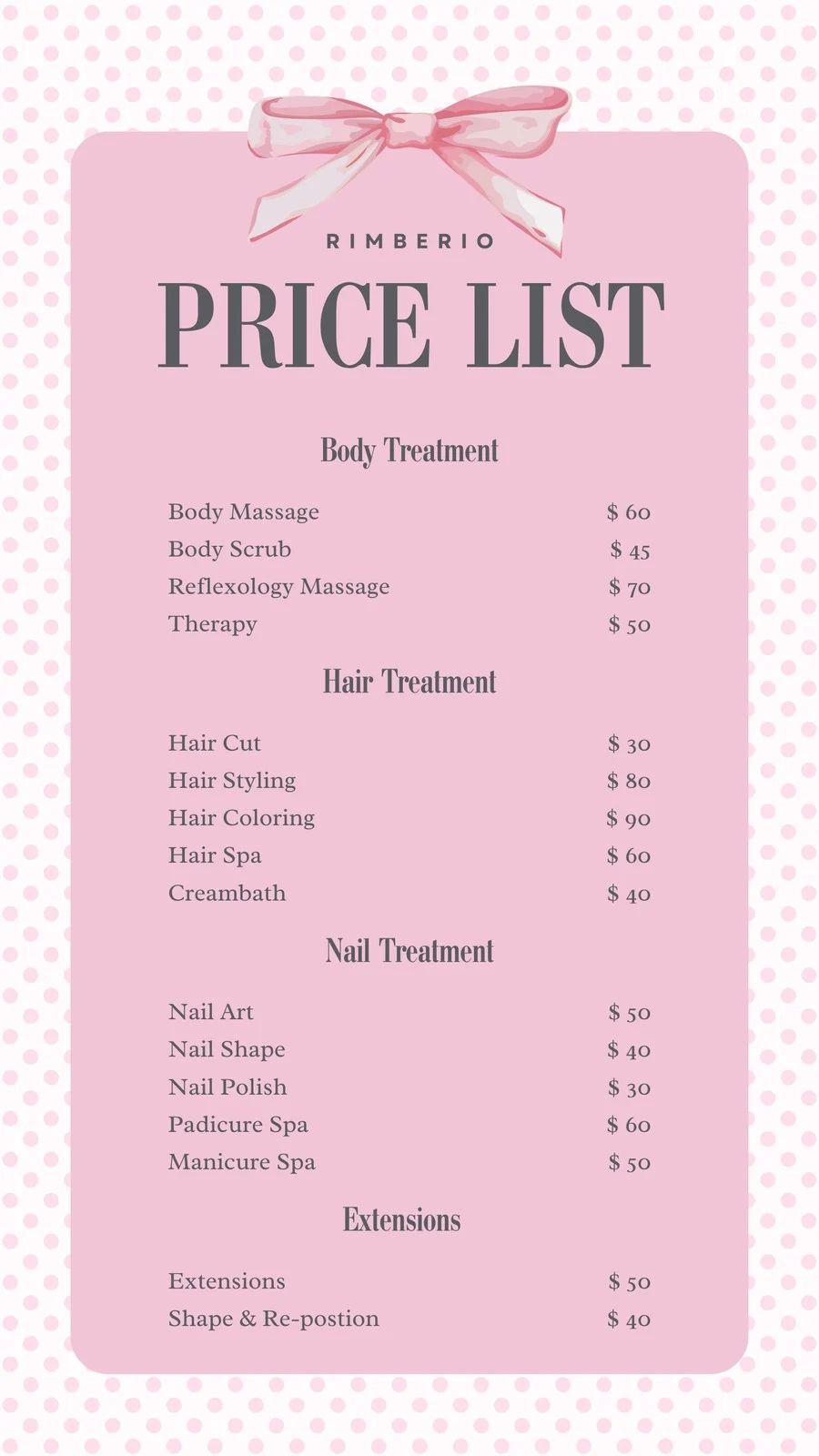 Wedding Pricing Packages Blank Printables