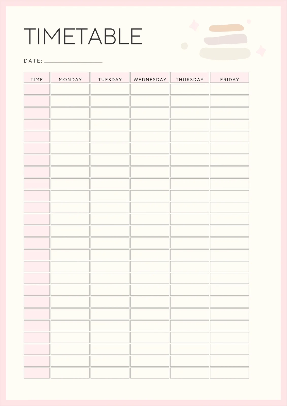 Free And Customizable Timetable Templates