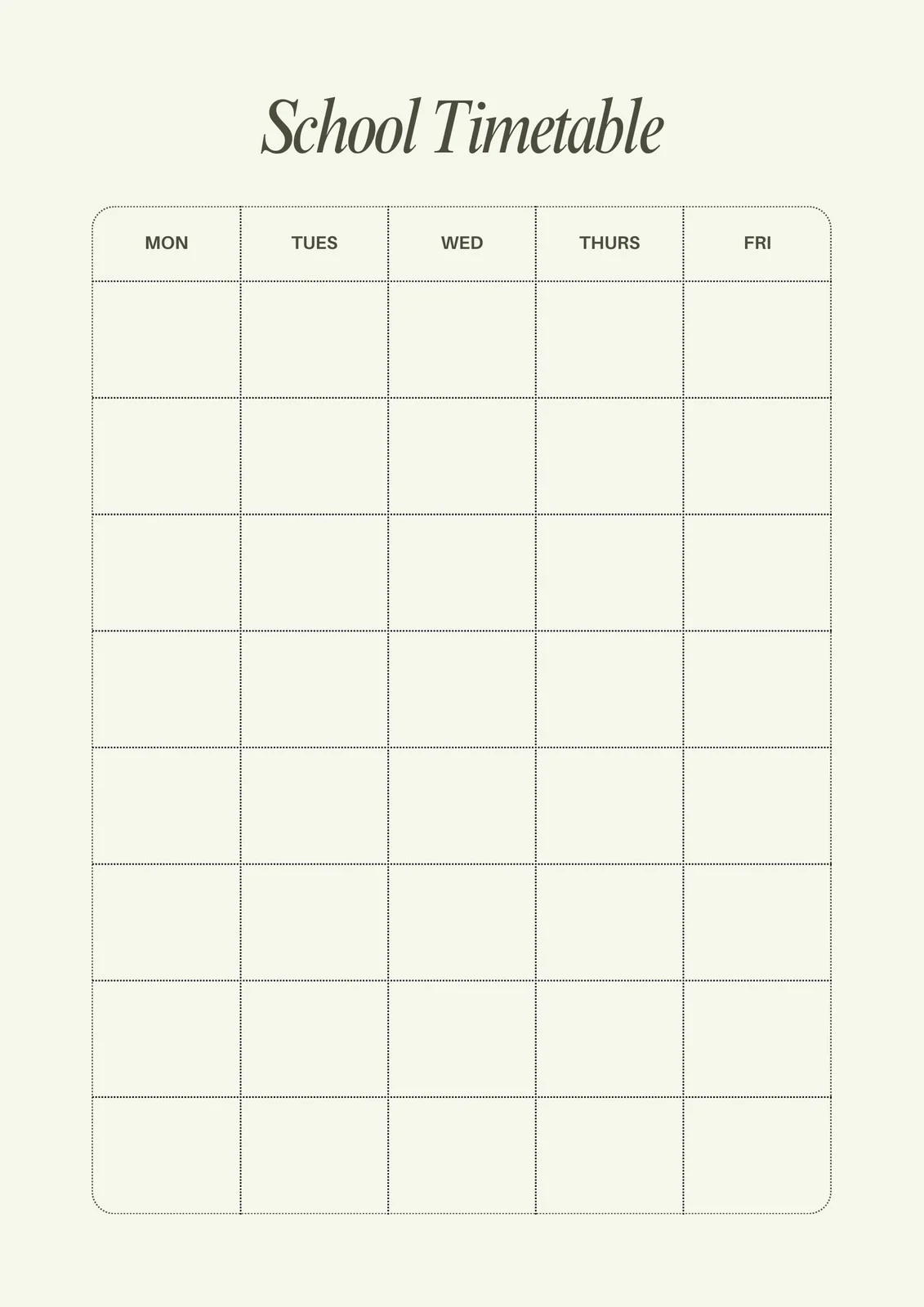 Free And Customizable Timetable Templates