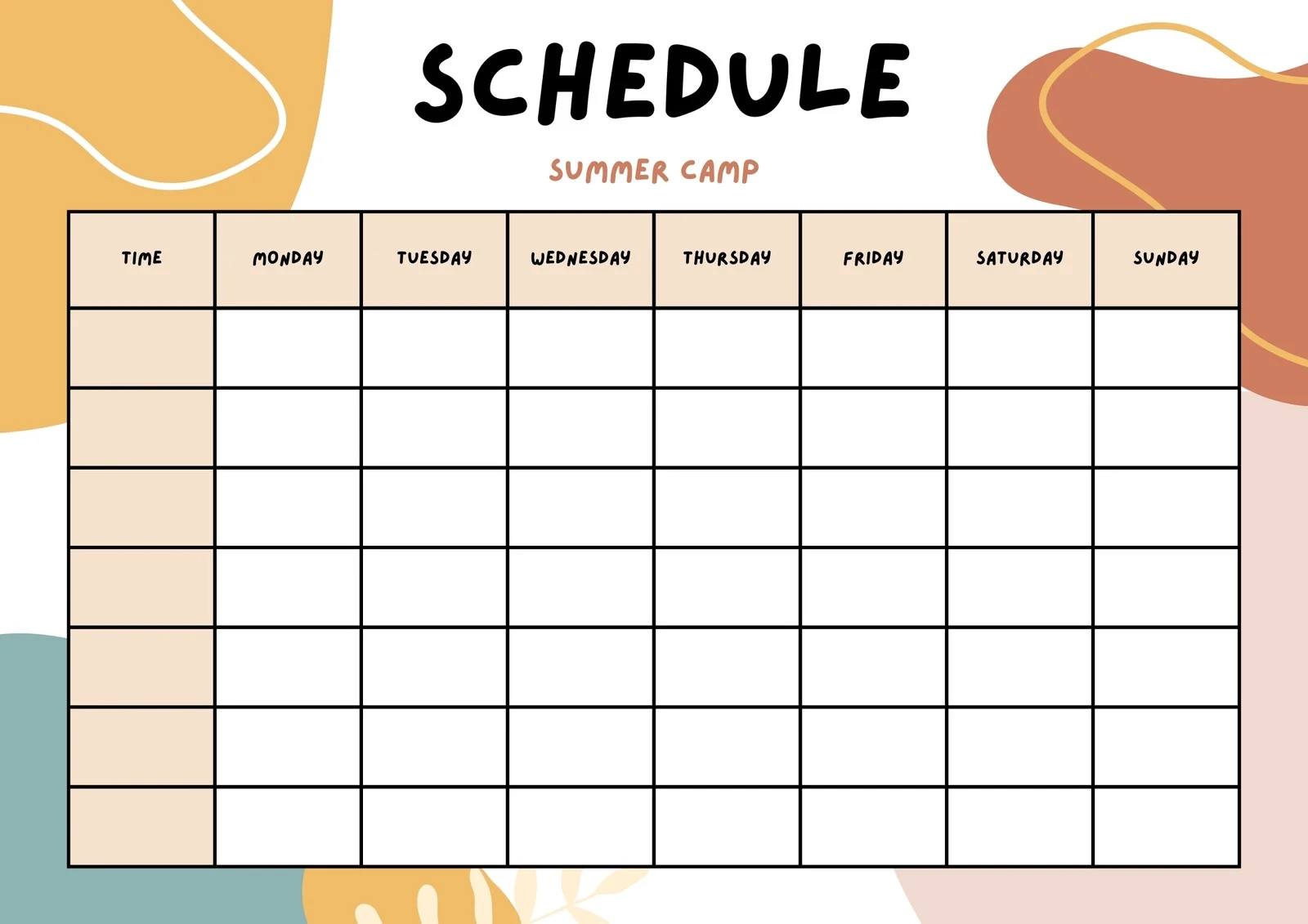 Free Printable Blank School Schedule