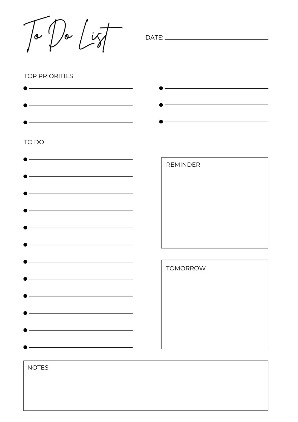 Printable Blank To Do Lists