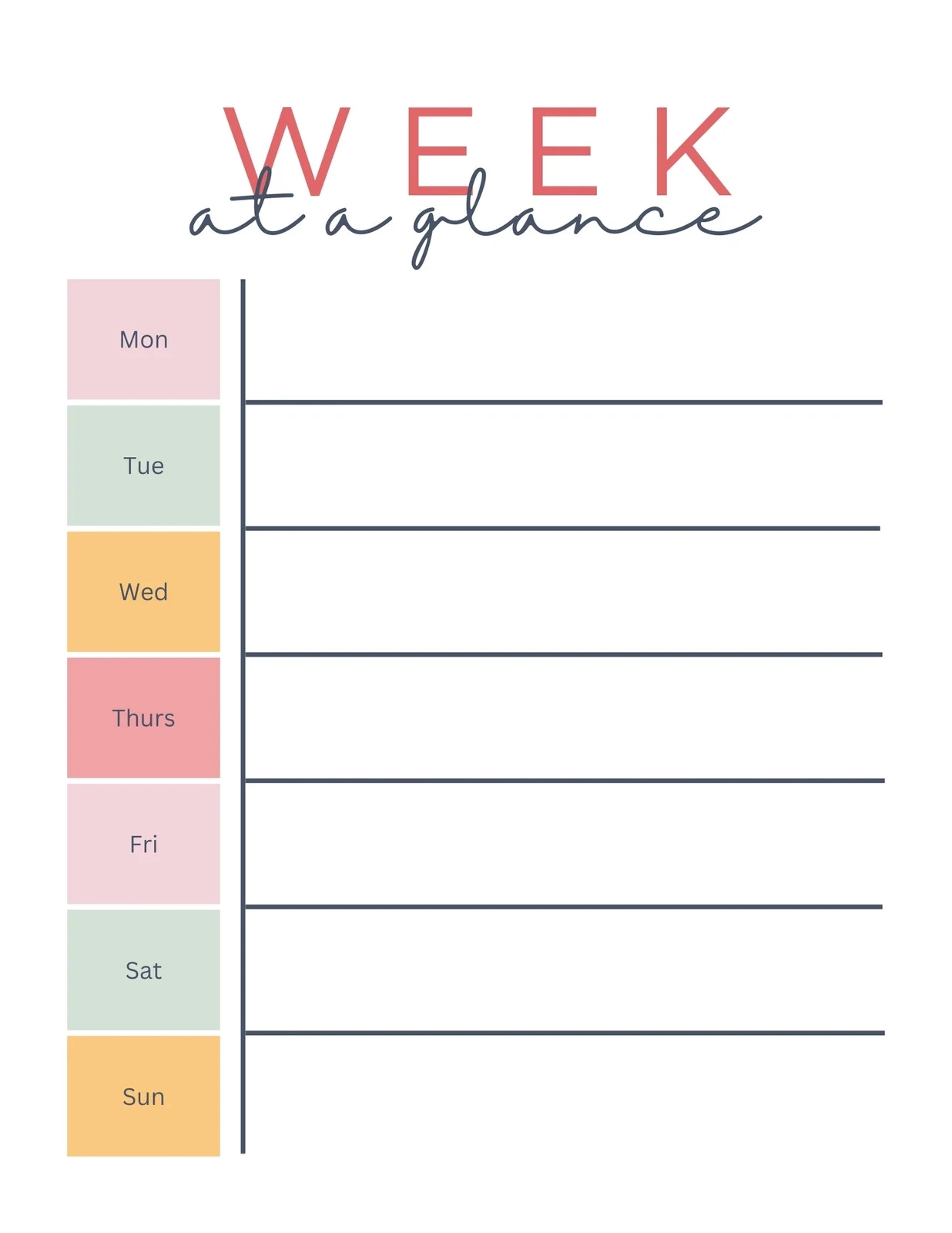 Weekly Planner Printable Blank