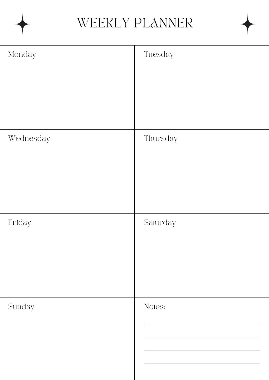 Blank Diary Printable Week