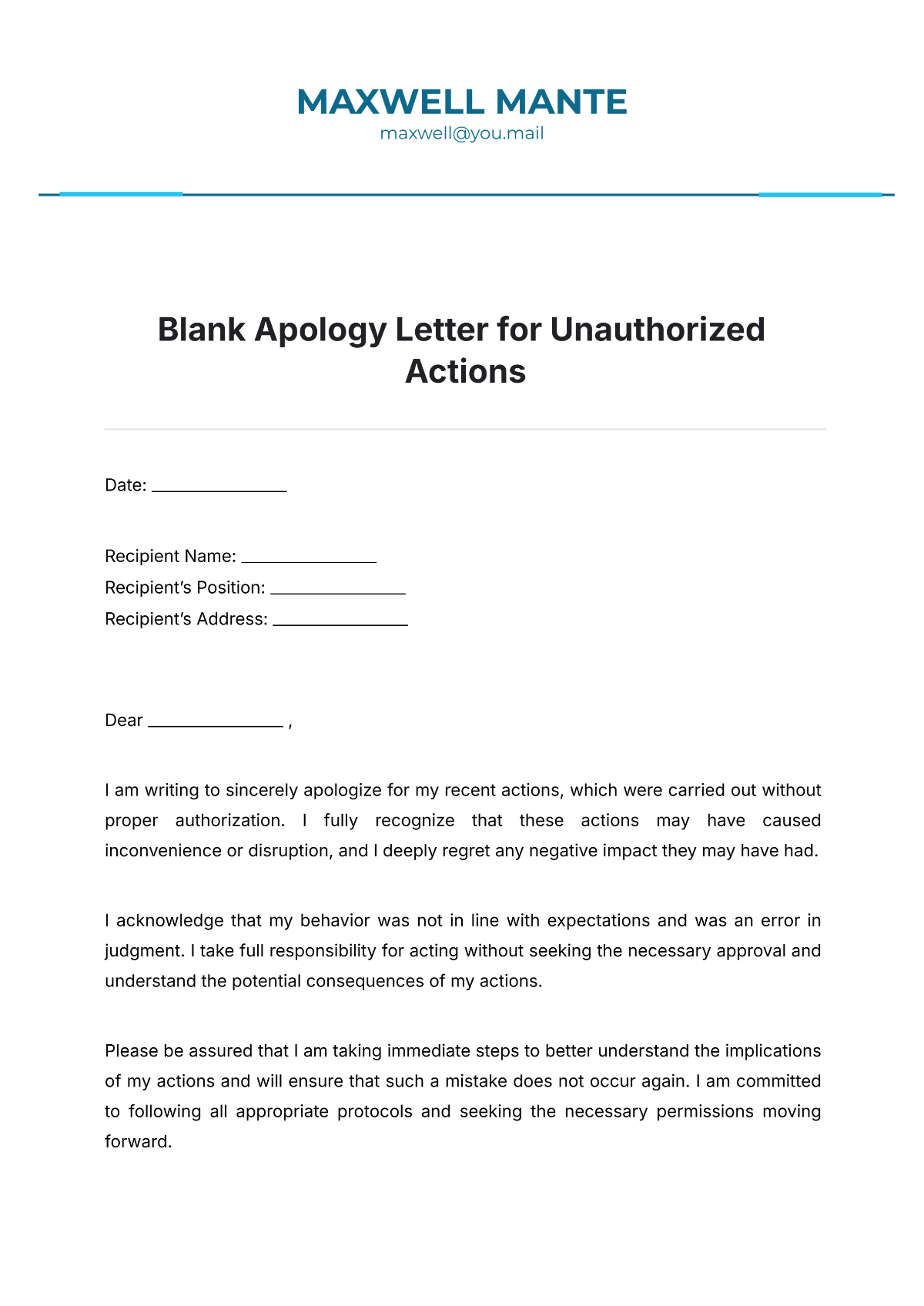 Free Apology Note Templates Editable And Printable