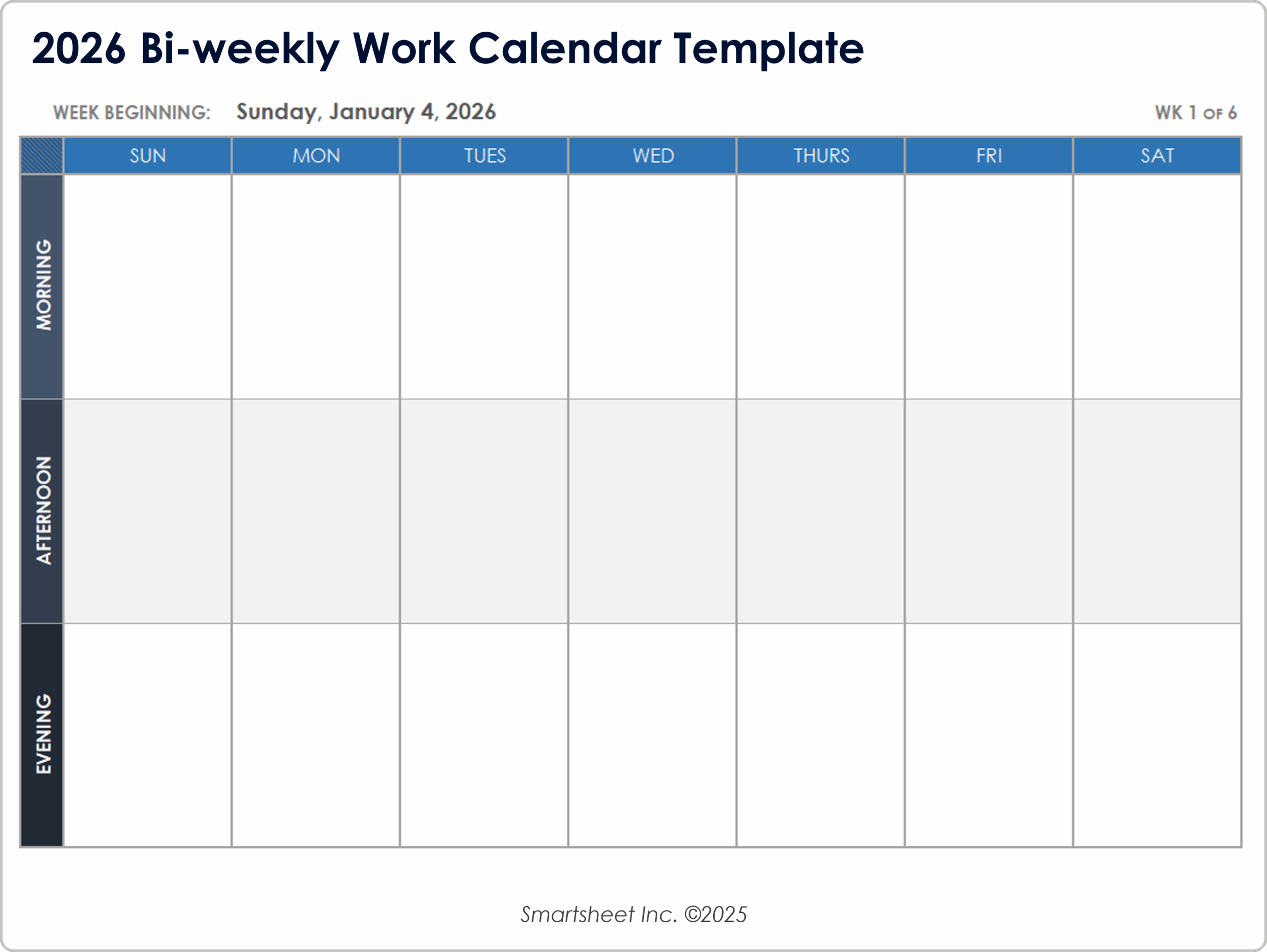 Blank Printable Calendar Times