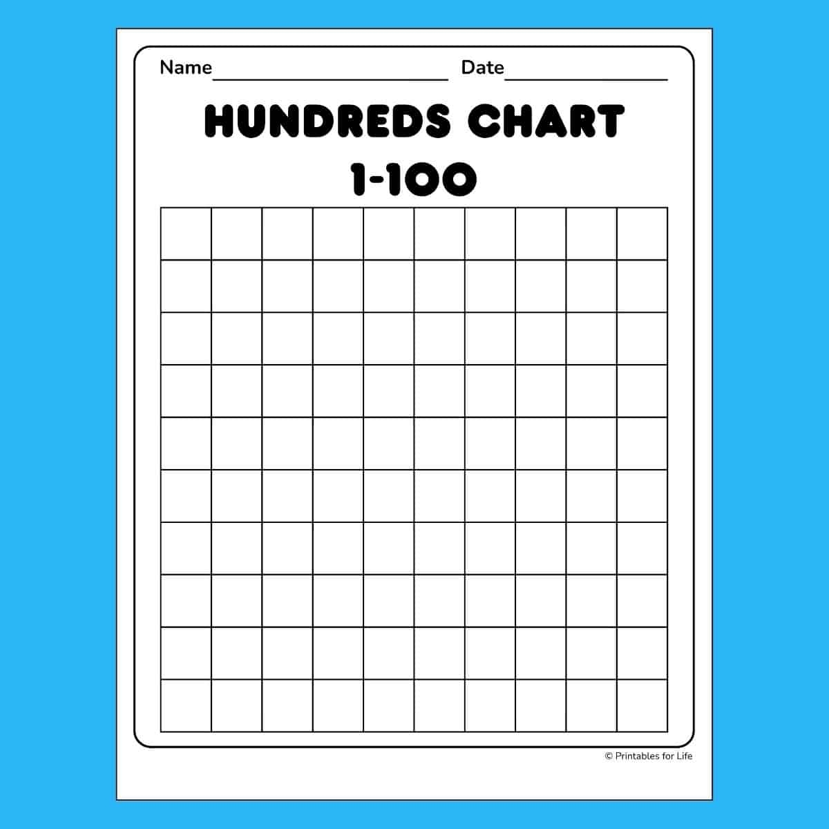 Blank One Hundred Chart Printable