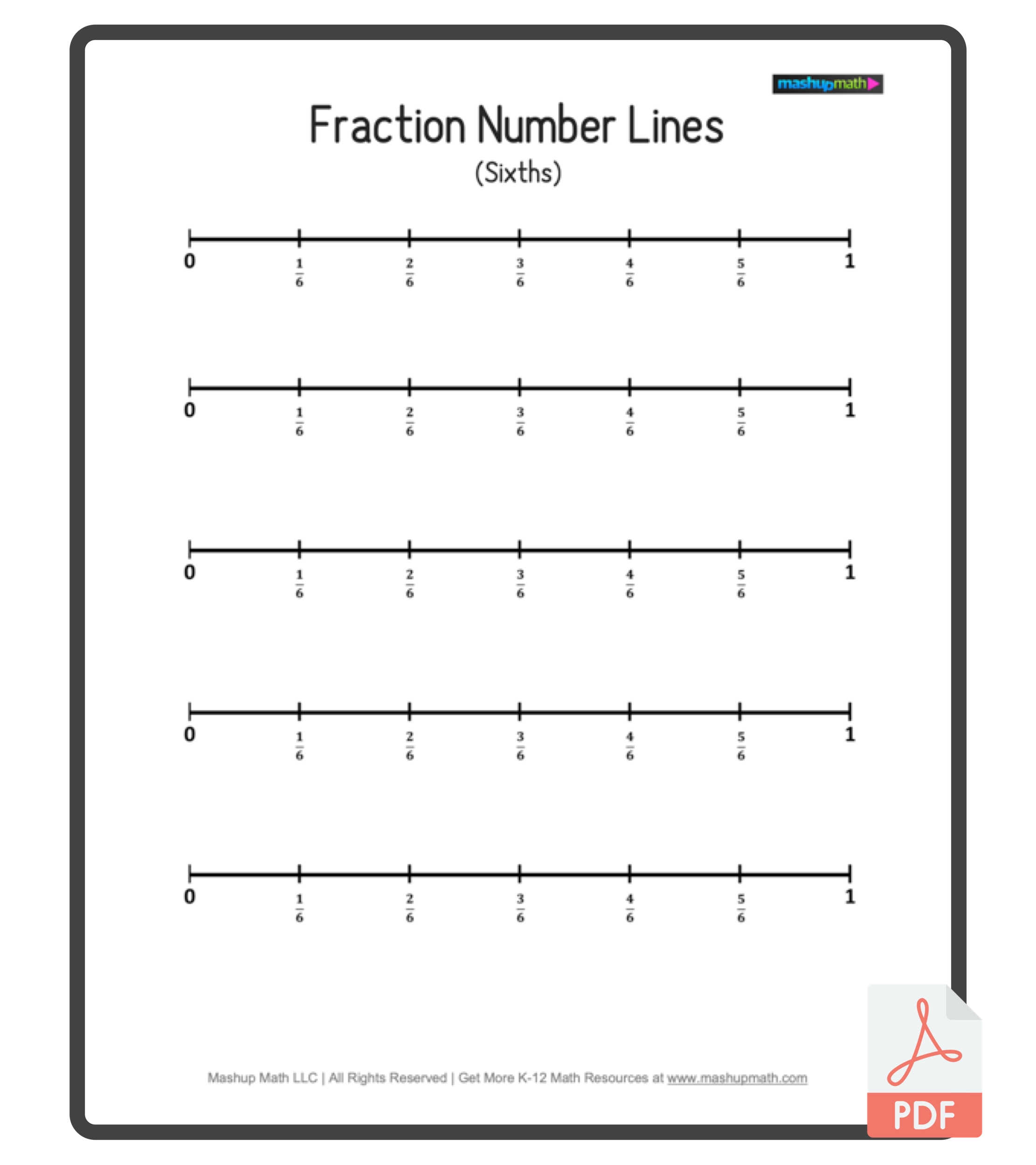 Blank Number Lines Fractions Printable